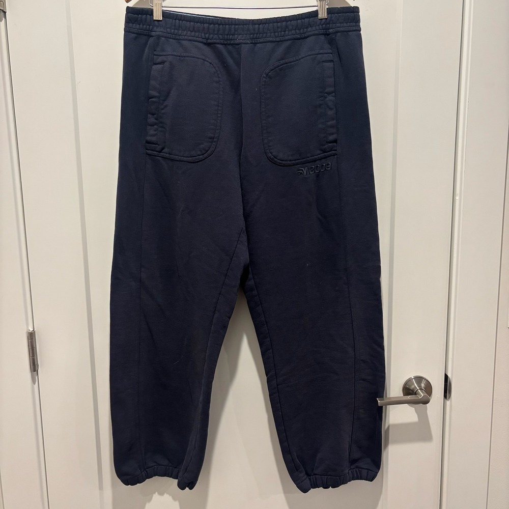 Mecca USA Mens Vintage Baggy Sweatpants Navy Blue Embroidered Logo Size‎ Medium